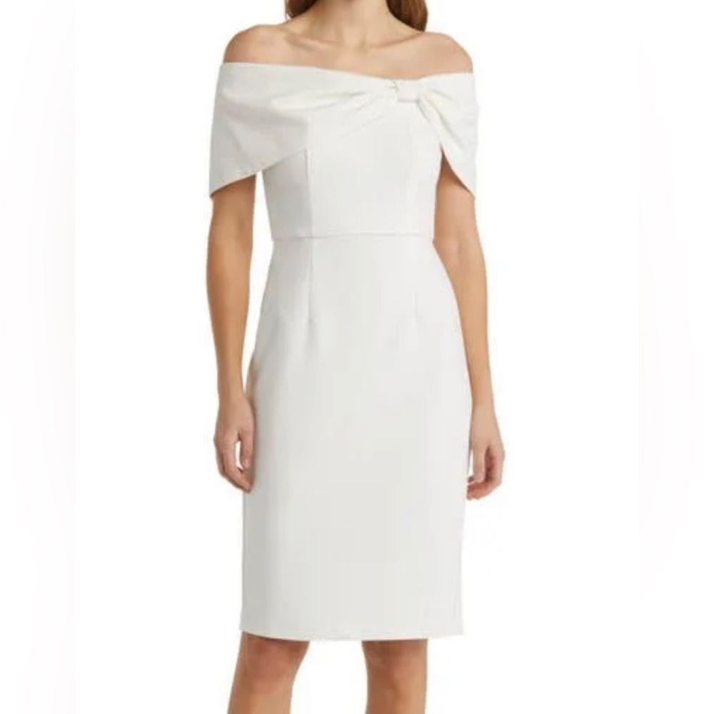 Vince Camuto White Off The Shoulder Bow Dress